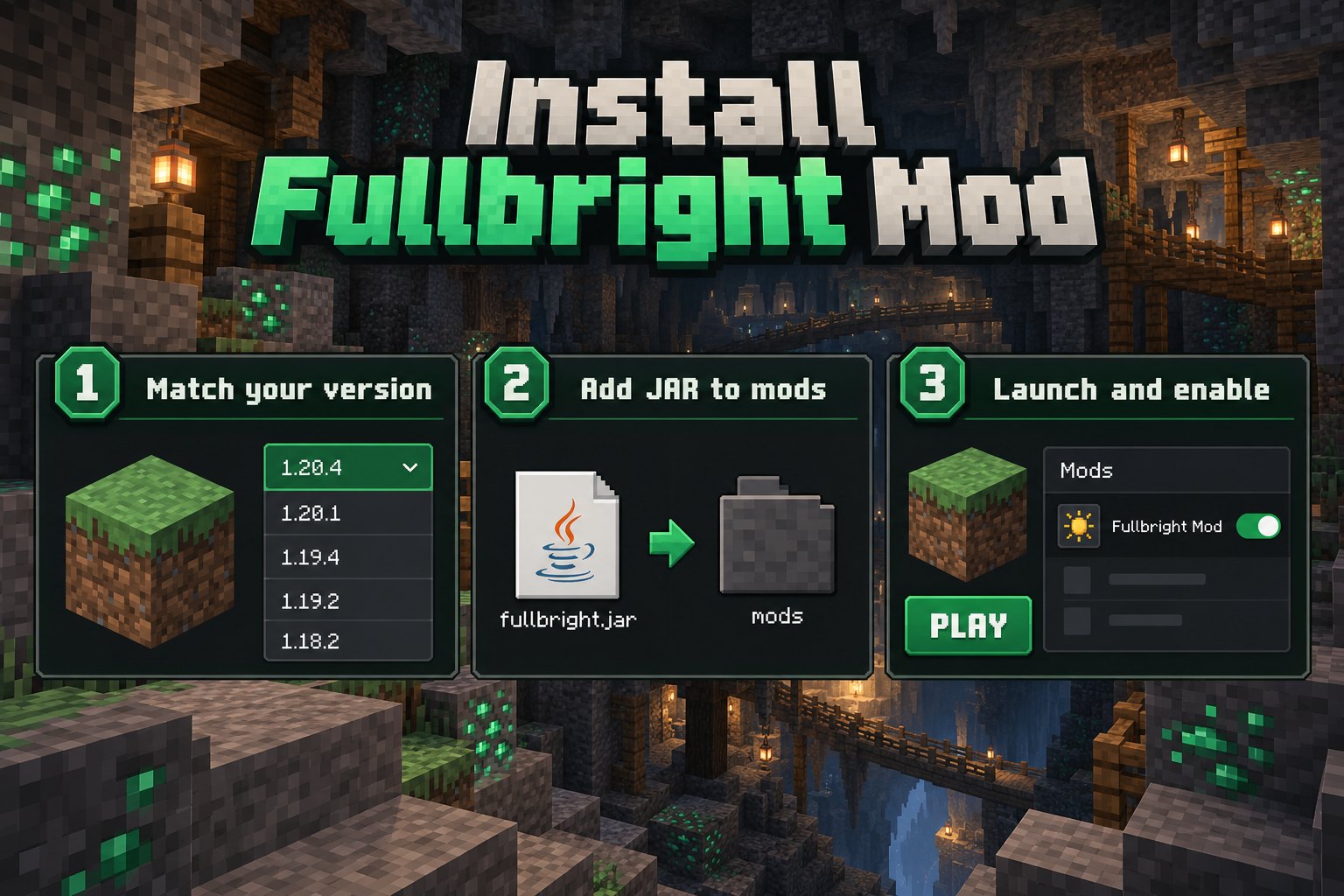 How to Install Fullbright Mod: A Step-by-Step Guide — Minecraft brightness guide illustration